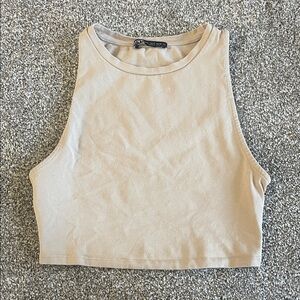 Zara Cream Sleeveless Crop Top